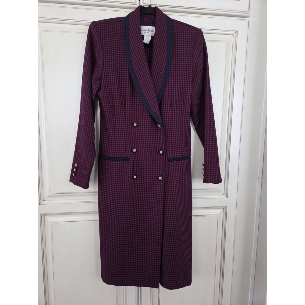 Vtg Danny & Nicole‎ Double Breasted Coat Dress 6 Plaid Sexy Secretary Old Money